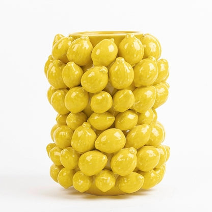 Vase with lemons yellow 36 cm