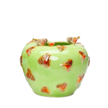 Bird's Nest vase green 17x18 cm