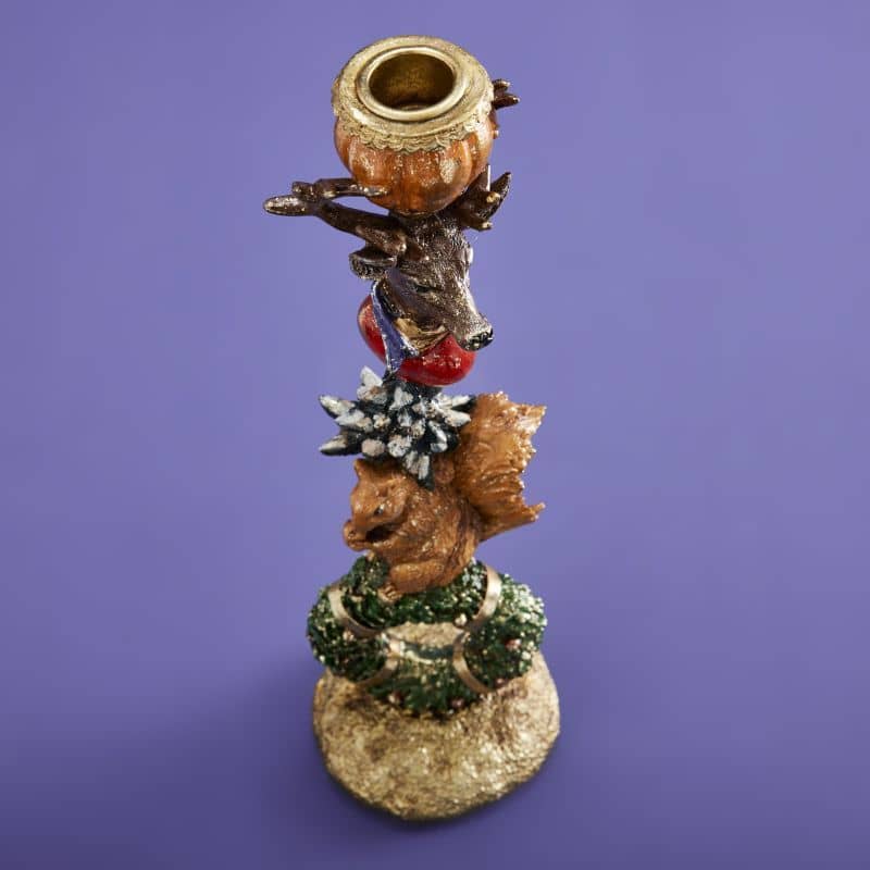 Squirrel candlestick on wreath 32 cm