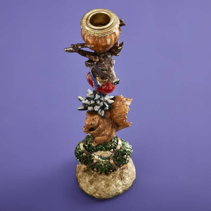 Squirrel candlestick on wreath 32 cm