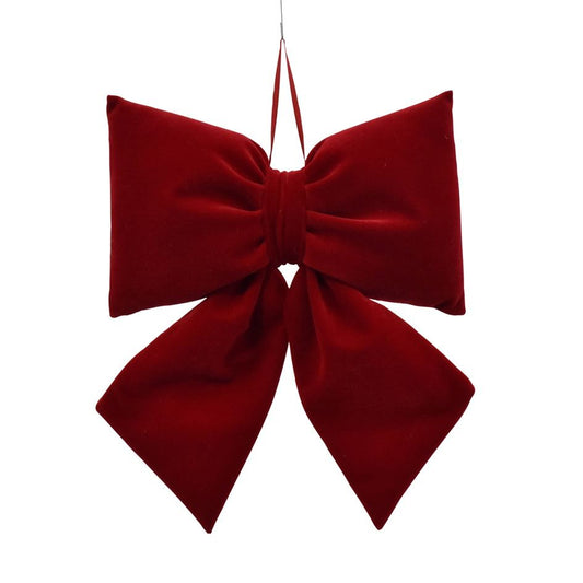 Juletrepynt sløyfe velour rød 28 cm