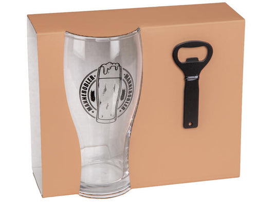 Ølglass m/åpner Mannebobler 500 ml