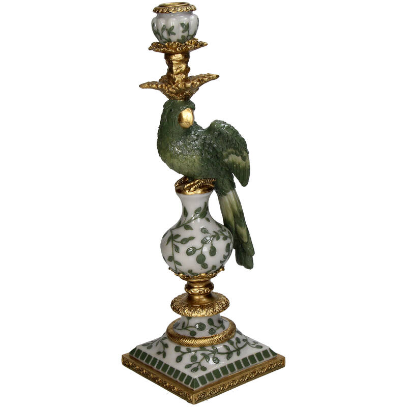 Parrot candlestick green 39 cm