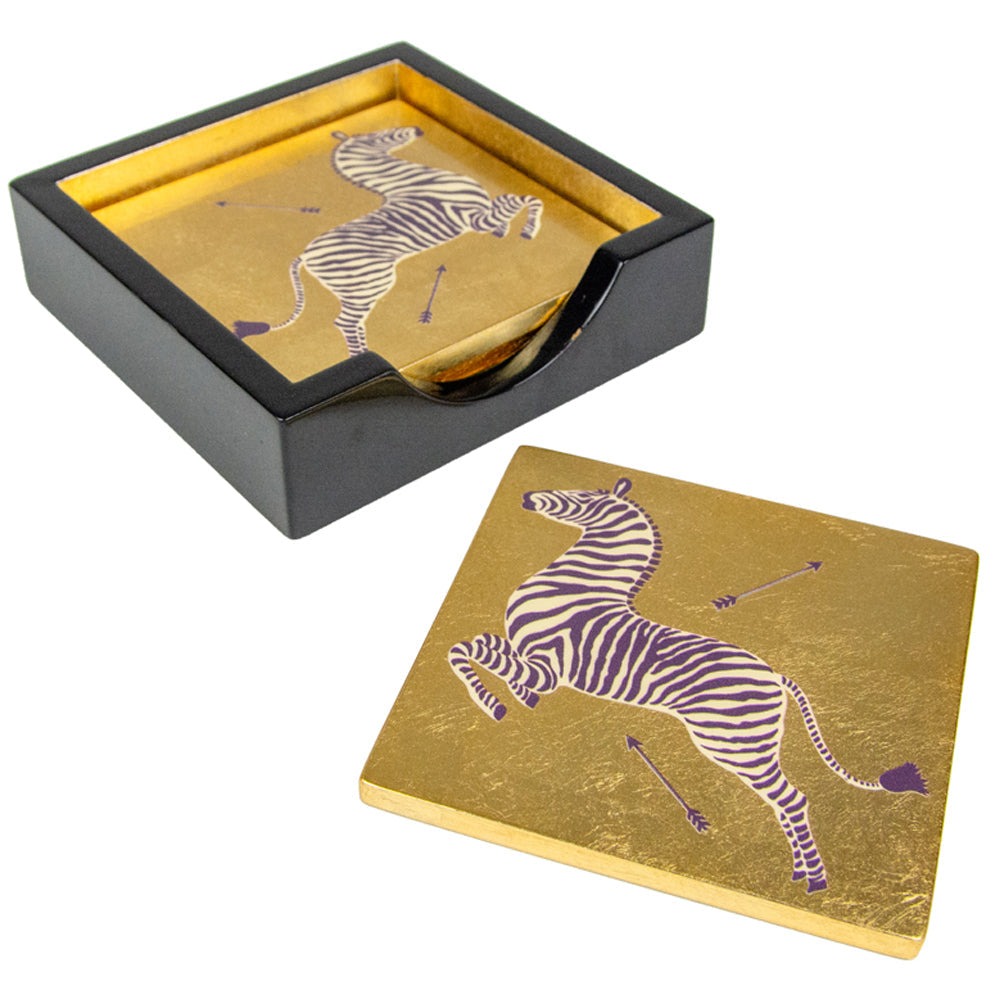 Coaster Zebras Gold 4 stk