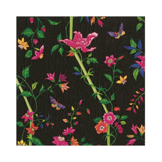 Serviett kaffe sprigged silk black