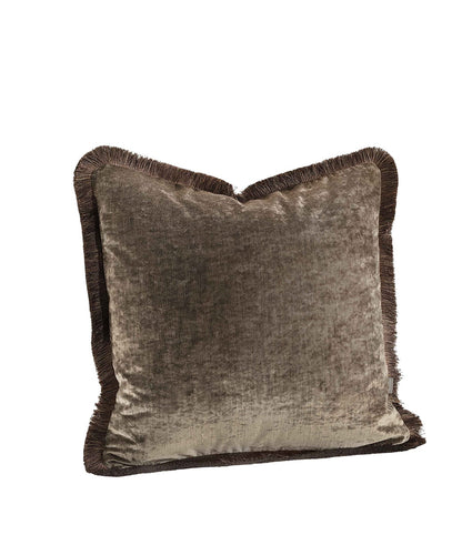 Pillowcase Garda Velvet Taupe fringe 50x50 cm