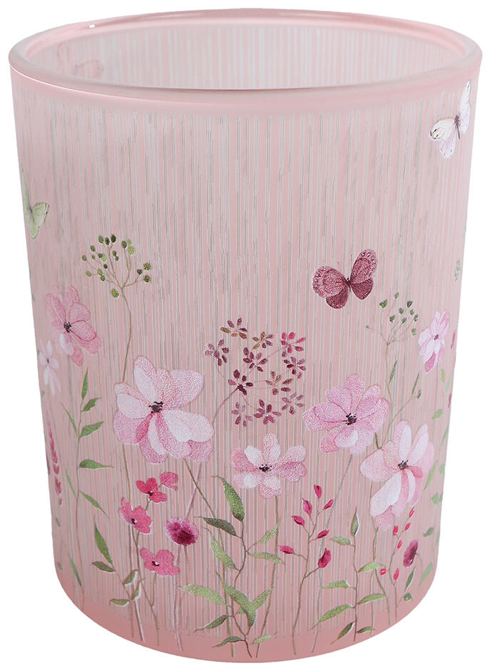 Tealight holder pink/green 12.5 cm