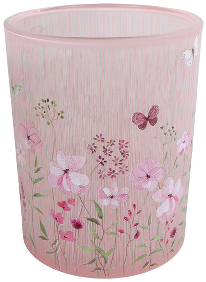 Tealight holder pink/green 12.5 cm