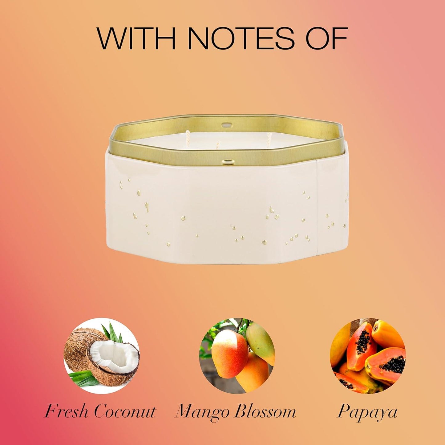 Coconut Papaya Octagon Tin Candle 40 Hours
