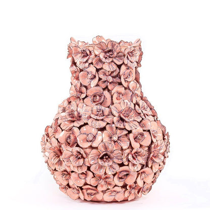 Vase Deco with flowers pink large