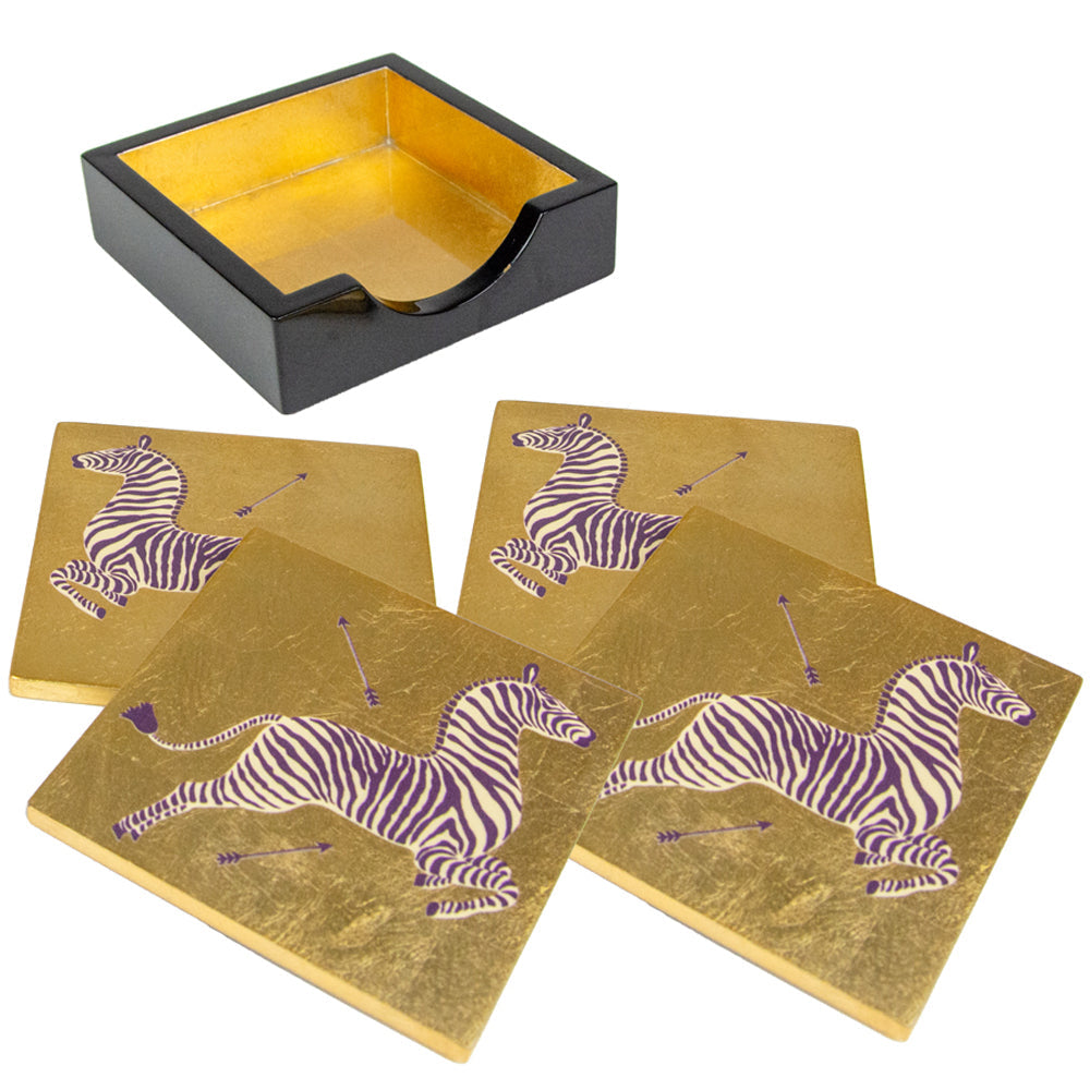 Coaster Zebras Gold 4 stk
