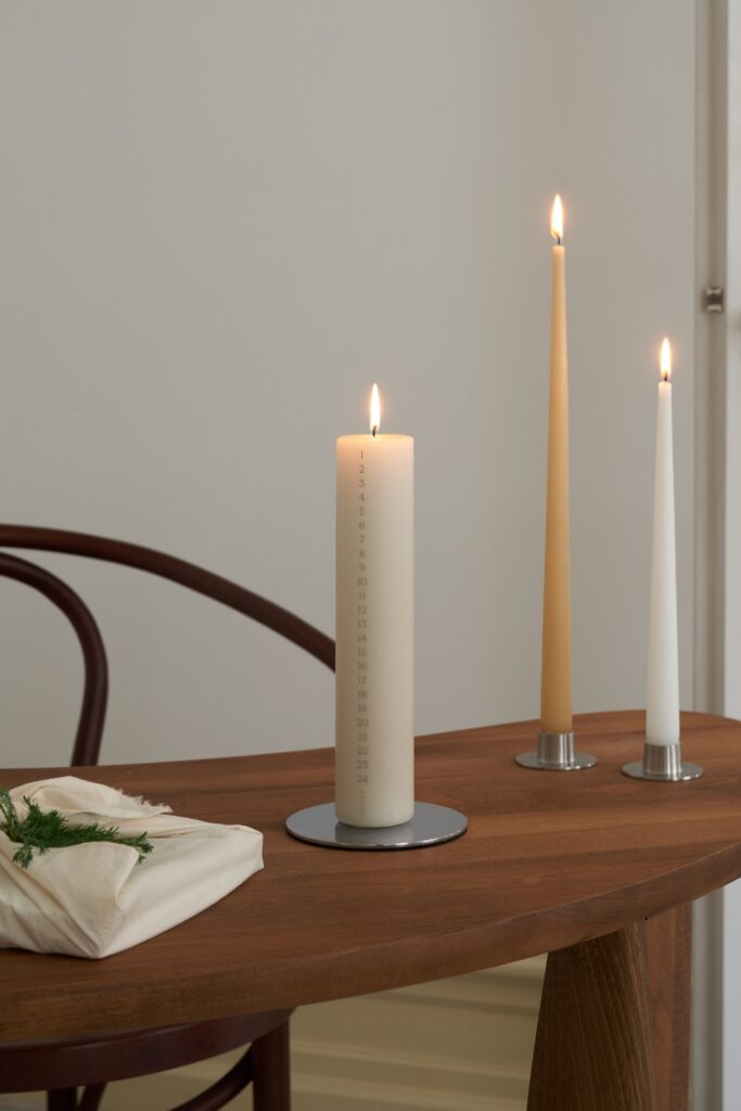Candle tray matte silver 9 cm