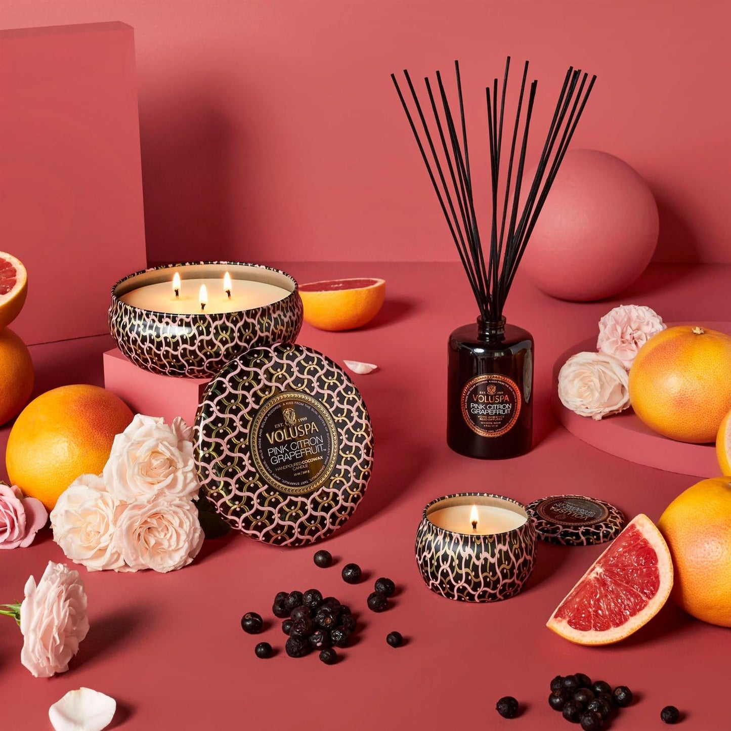 Pink Citron Grapefruit 3-Wick Tin Candle 40 Hours