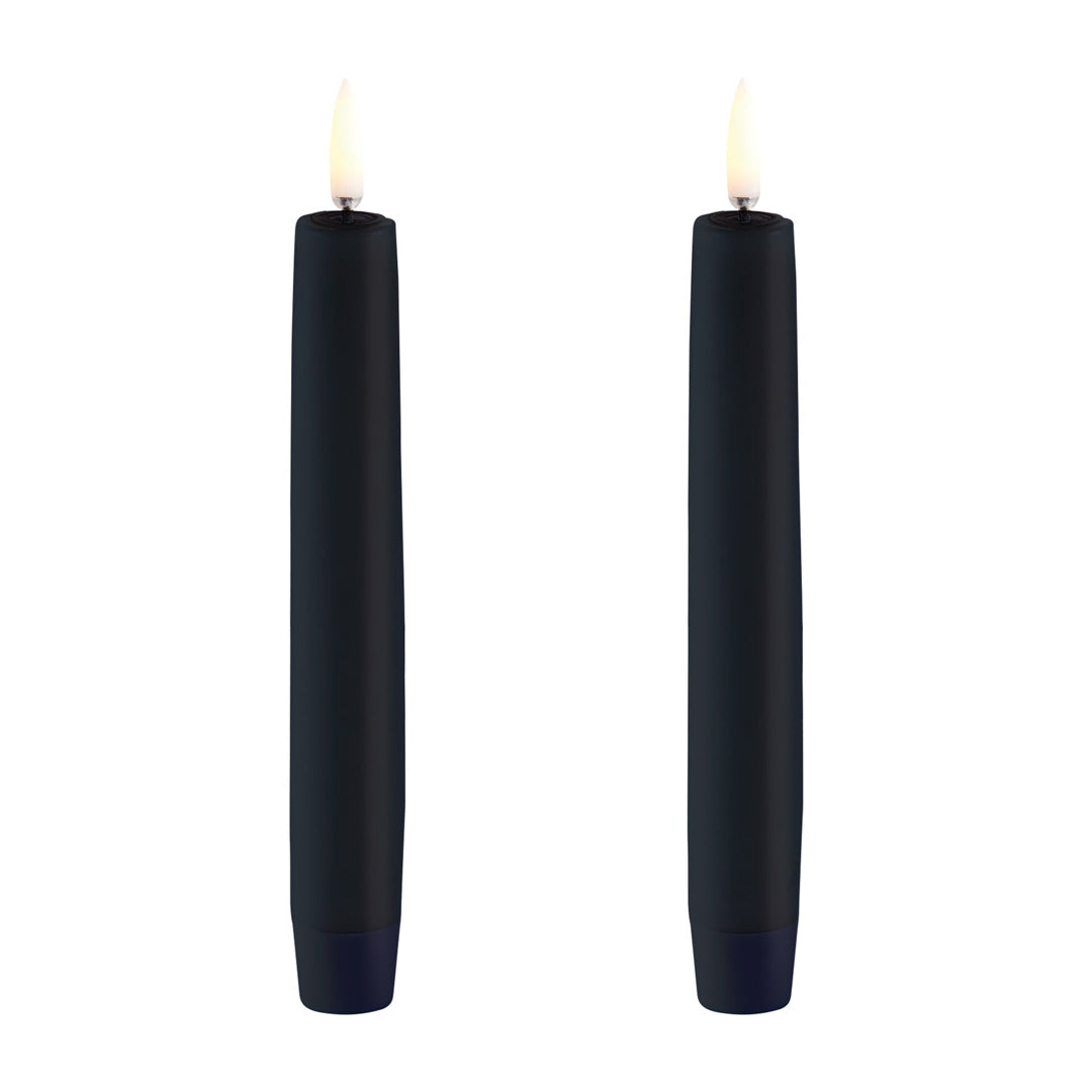 LED kronelys Plain Black 15 cm S/2