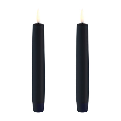 LED kronelys Plain Black 15 cm S/2