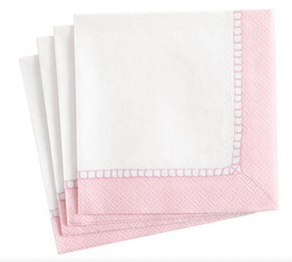 Serviett kaffe linen border petal pink