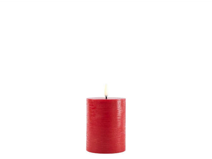 LED pillar candle Red 7.8x10.1 cm