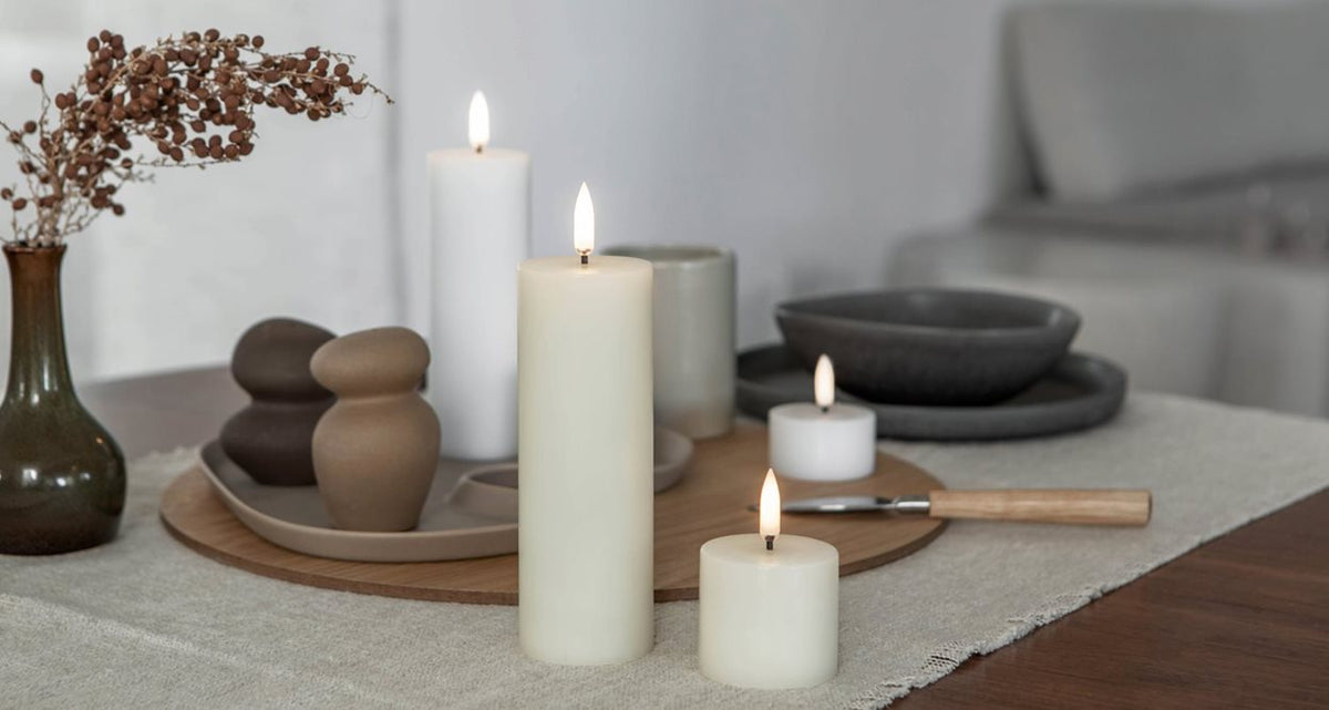 LED pillar candle Nordic White 5x4.5 cm