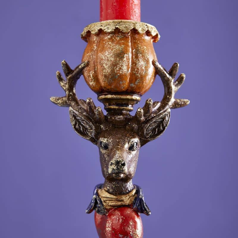 Squirrel candlestick on wreath 32 cm