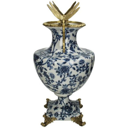 Blue and white dragonfly vase 45 cm
