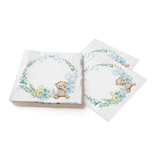 Napkin lunch Baby teddy bear blue