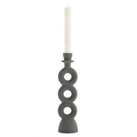Candle holder dark grey three rings 32 cm