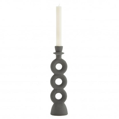 Candle holder dark grey three rings 32 cm