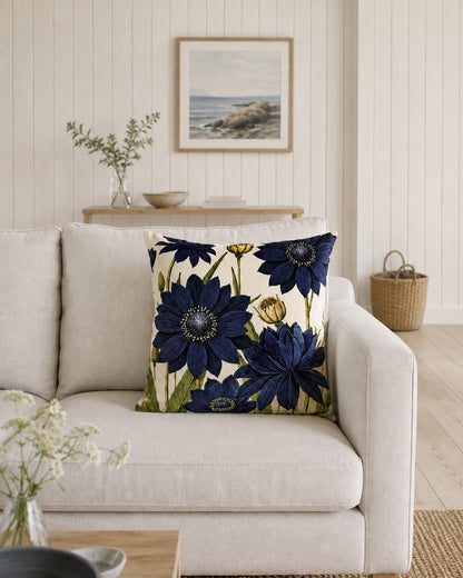 Cushion cover Blue Velvet Bloom blue 50x50 cm