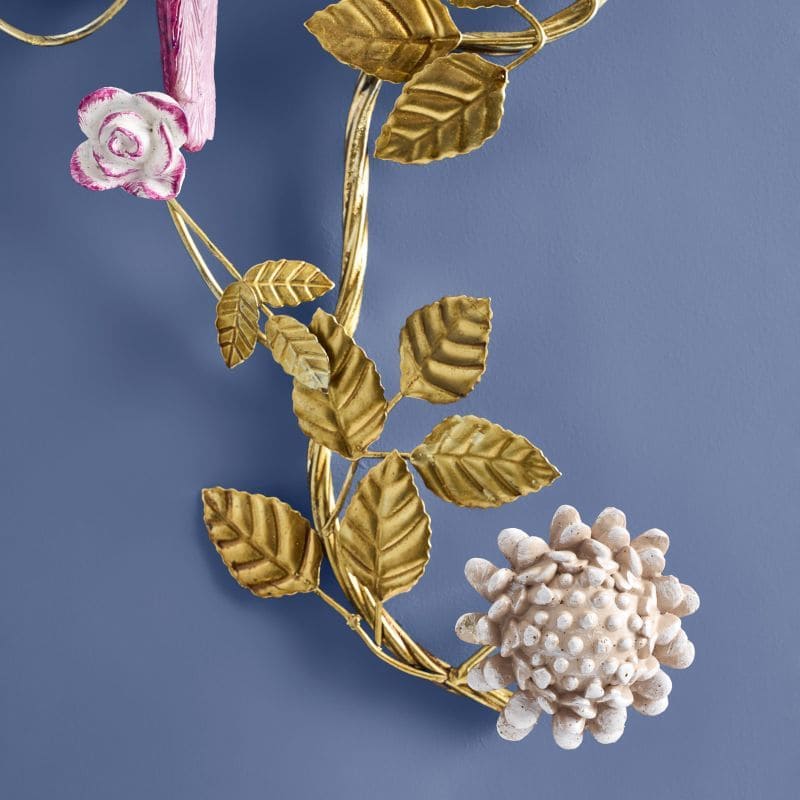 Vegghengt papegøye lysestake rosa 55 cm