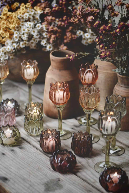 Telysholder tulipan Honning 21 cm