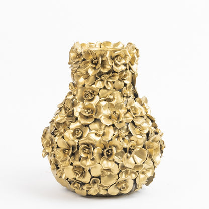 Vase Deco with flowers gold large
