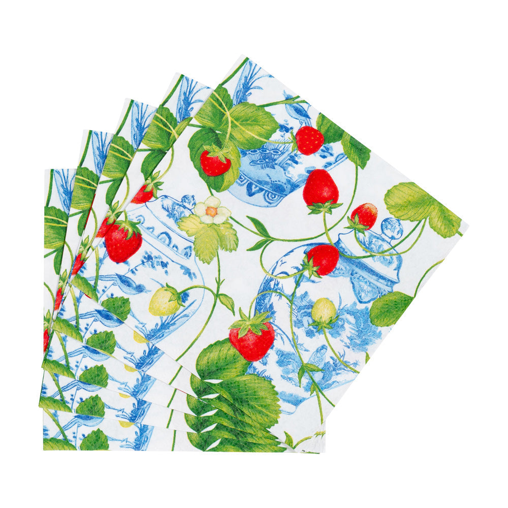 Napkin lunch Strawberries and cream