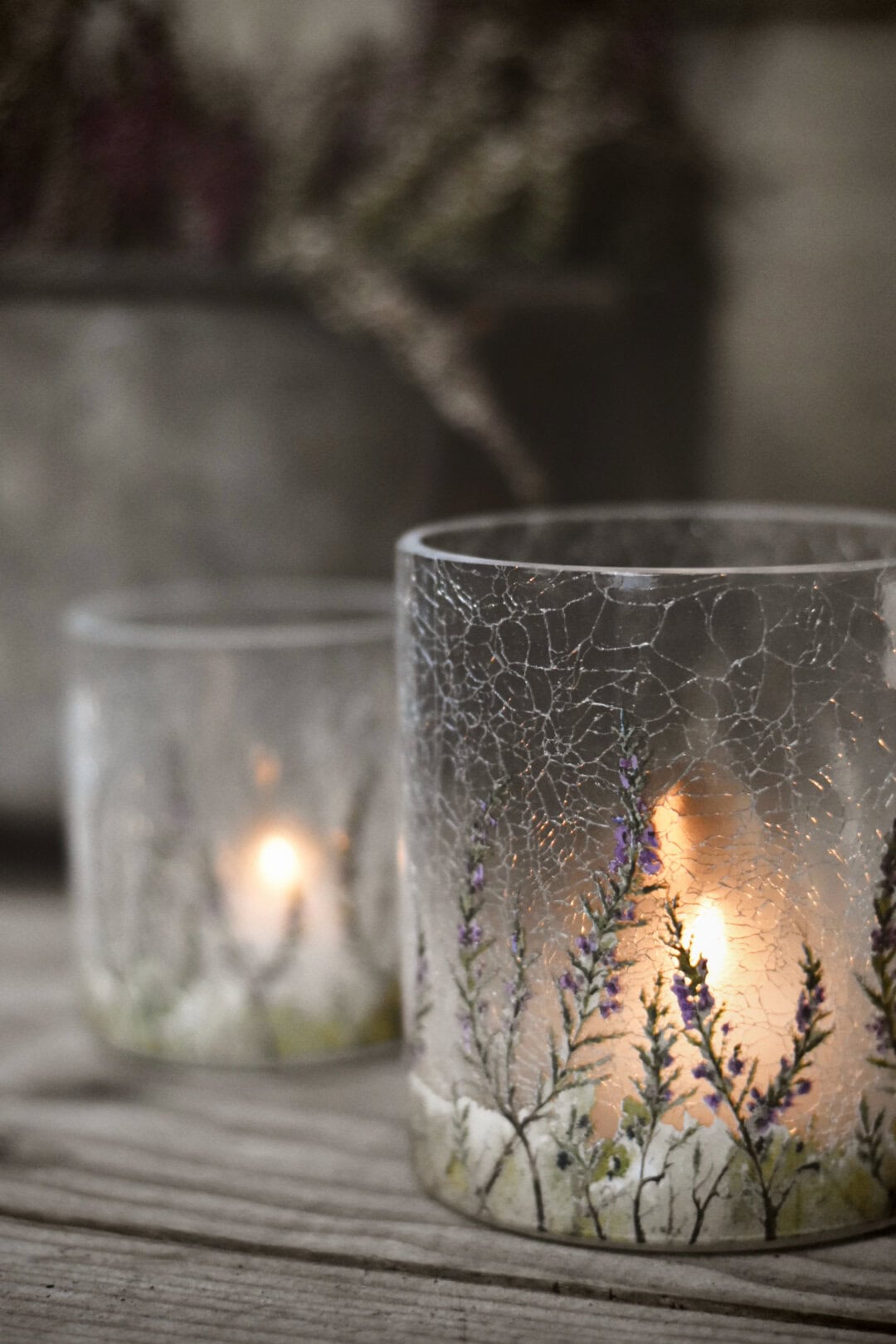 Lysglass frostet lyng 11,5x13 cm