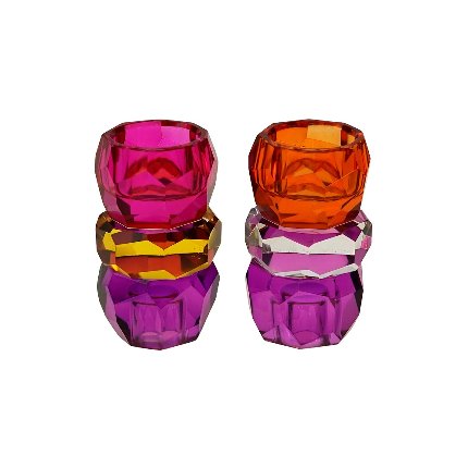 Telysholder lilla/oransje/rosa 11 cm