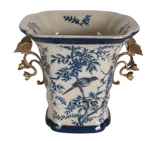 Vase butterfly blue and white 21 cm