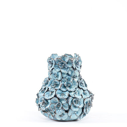 Vase Deco with flowers light blue small