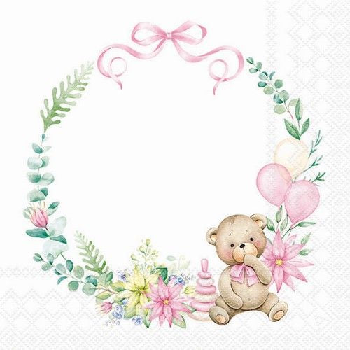 Serviett lunch Baby teddy bear pink