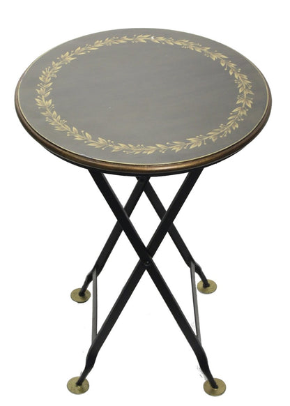 Sidebord rundt Svart med gull 61 cm