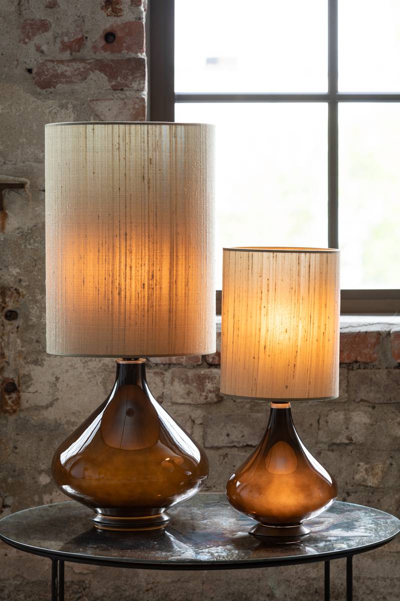 Flavia bordlampe 70 cm Negra Seda Gris Verde skjerm