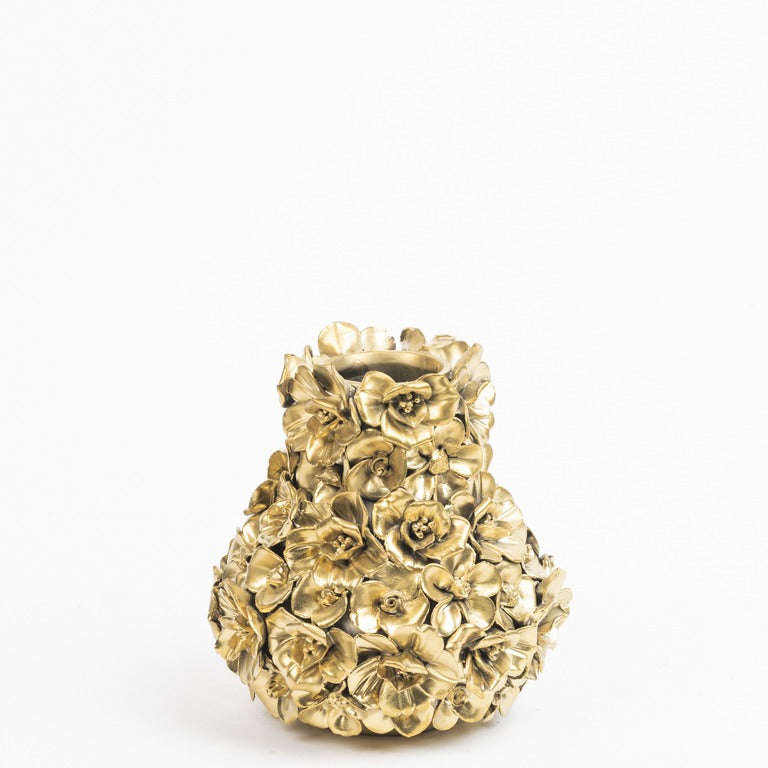 Vase Deco with flowers gold small
