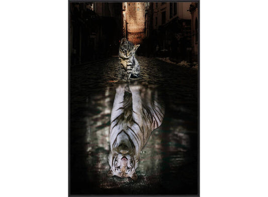 Bilde Katt/tiger sort ramme 60x90cm