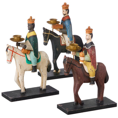 Candle Holder Wise Men Multicolored S/3