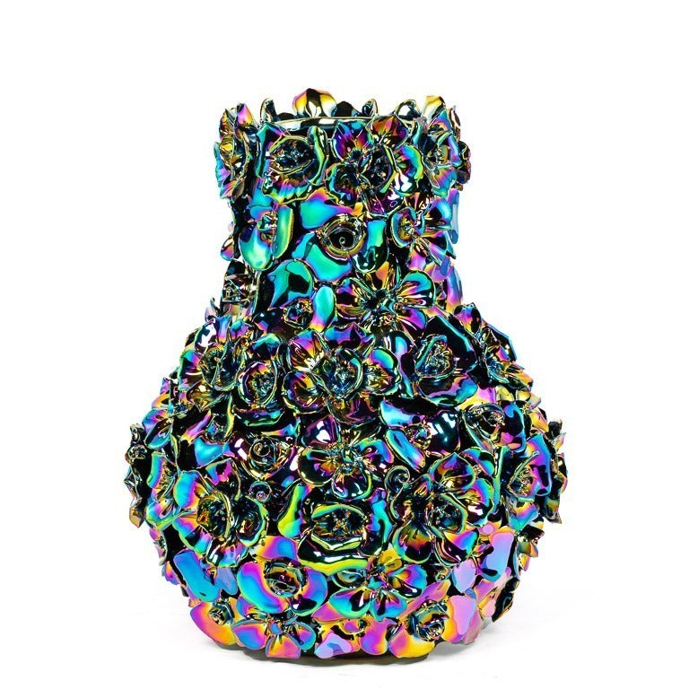 Vase Deco with flowers rainbow large
