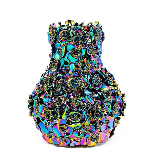 Vase Deco with flowers rainbow large