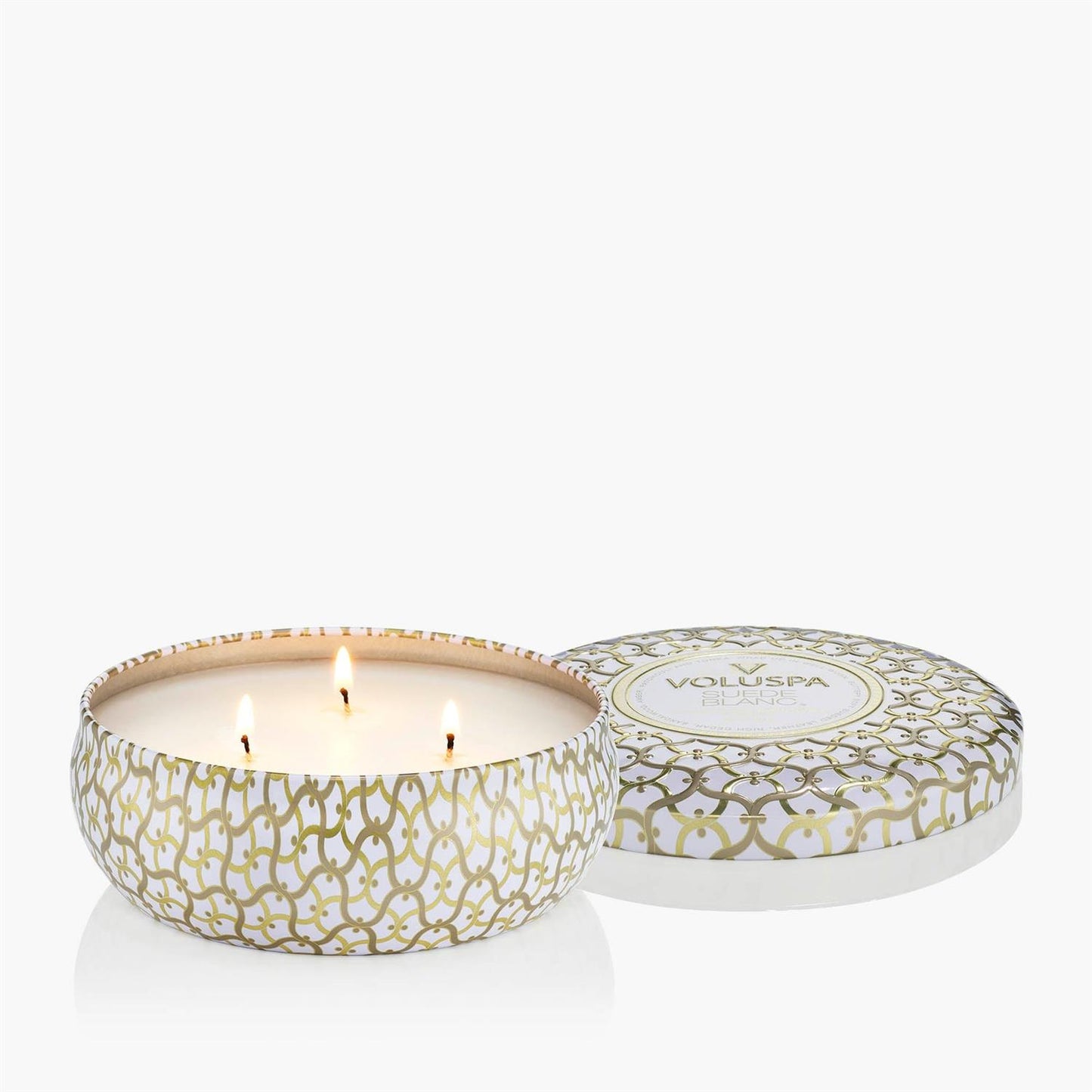 Suede Blanc 3 Wick Tin Candle 40 Timer