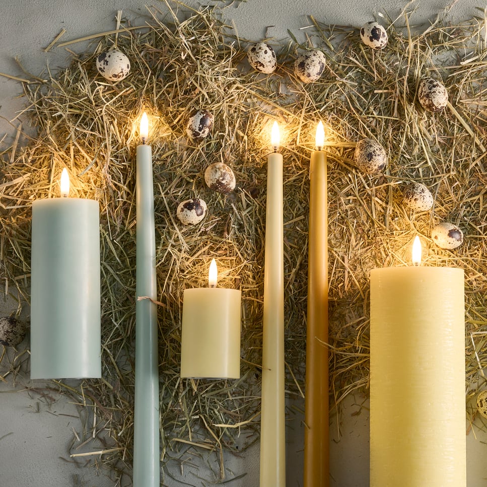 LED pillar candle Dusty Green 5.8x15.2 cm