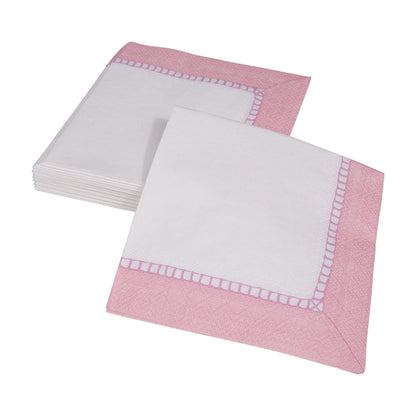 Napkin coffee linen border petal pink