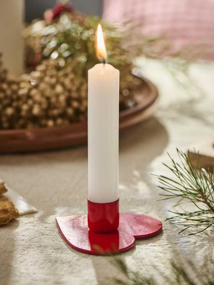 Candle holder heart red 8 cm