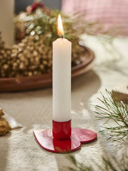 Candle holder heart red 8 cm