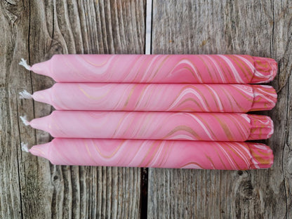 Stearinlys dekorert marmor rosa